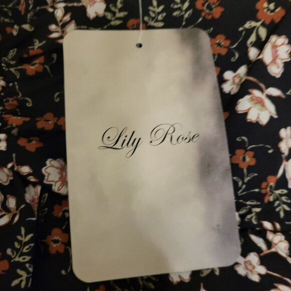 Lily Rose Long Sleeve Cinch Front Baby Doll Dress Black Floral Juniors Small S - Picture 14 of 16